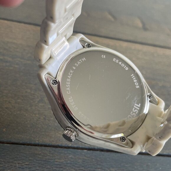 Fossil Stella ES 4019 Shimmer Horn Acetate Bracelet Tinted 3 Eye Face Dial (L7) - Picture 6 of 6